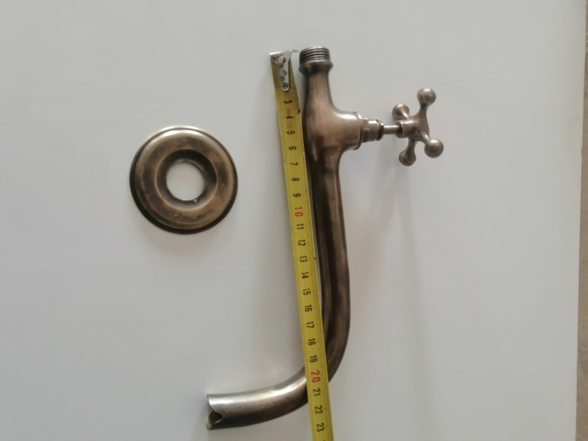 Handmade Moroccan bronze wall mounted faucet - brass patinated faucet tap - 21cm