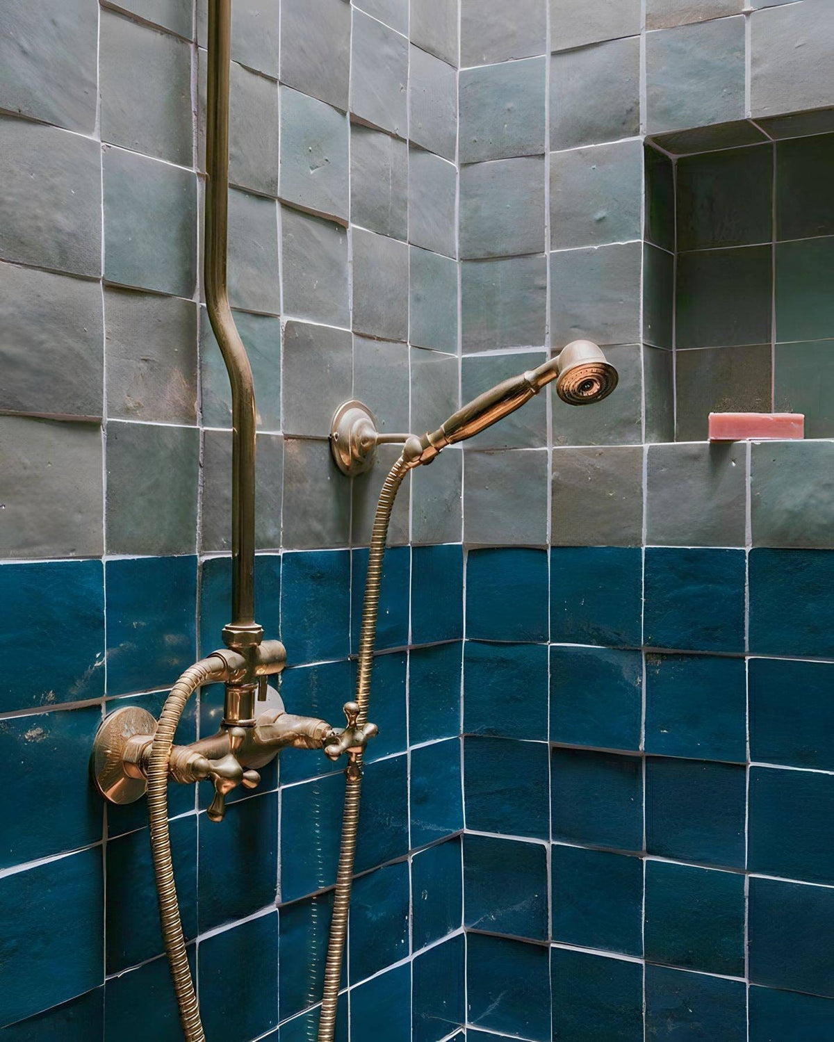 Antique Brass Exposed Shower System: Rainfall Showerhead