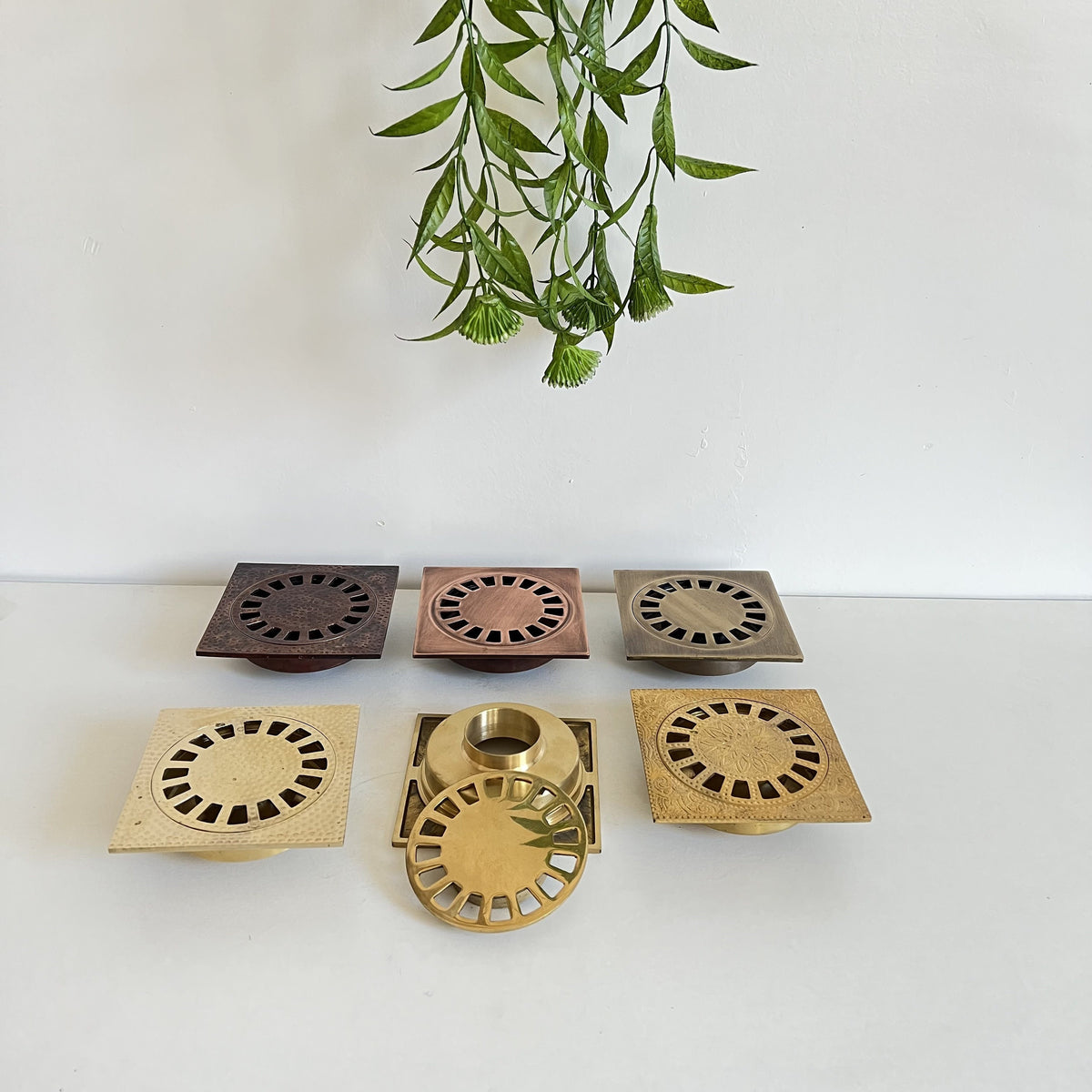 Floor Drain,Oiled Copper Finish, - Engraved Square Shower Drain - Engraved - Hammered - Hammered Square Shower Drain mad