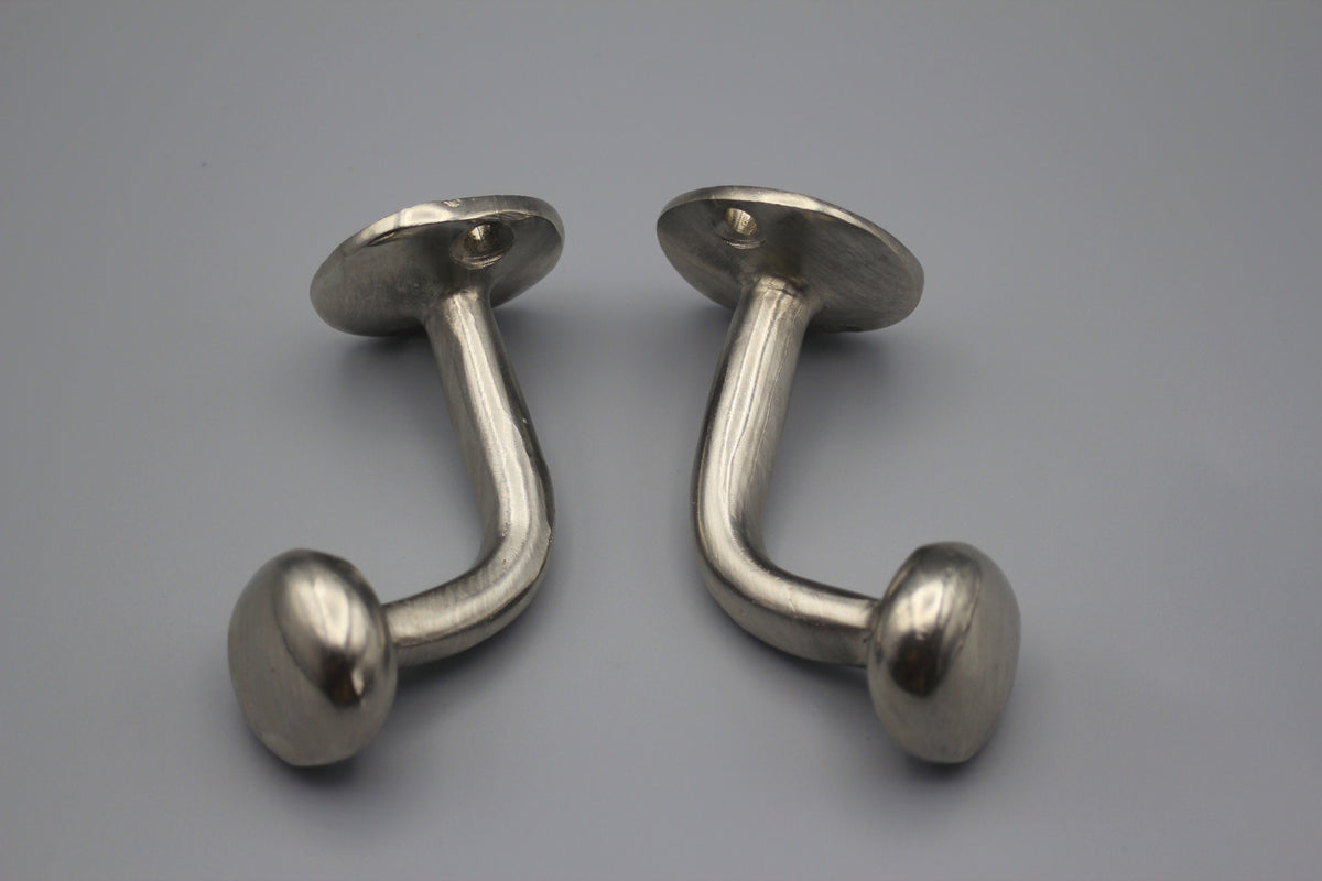 Silver Brass Decorative Wall Hooks Towel Hook-Handcrafted Unlacquered Brass Hooks