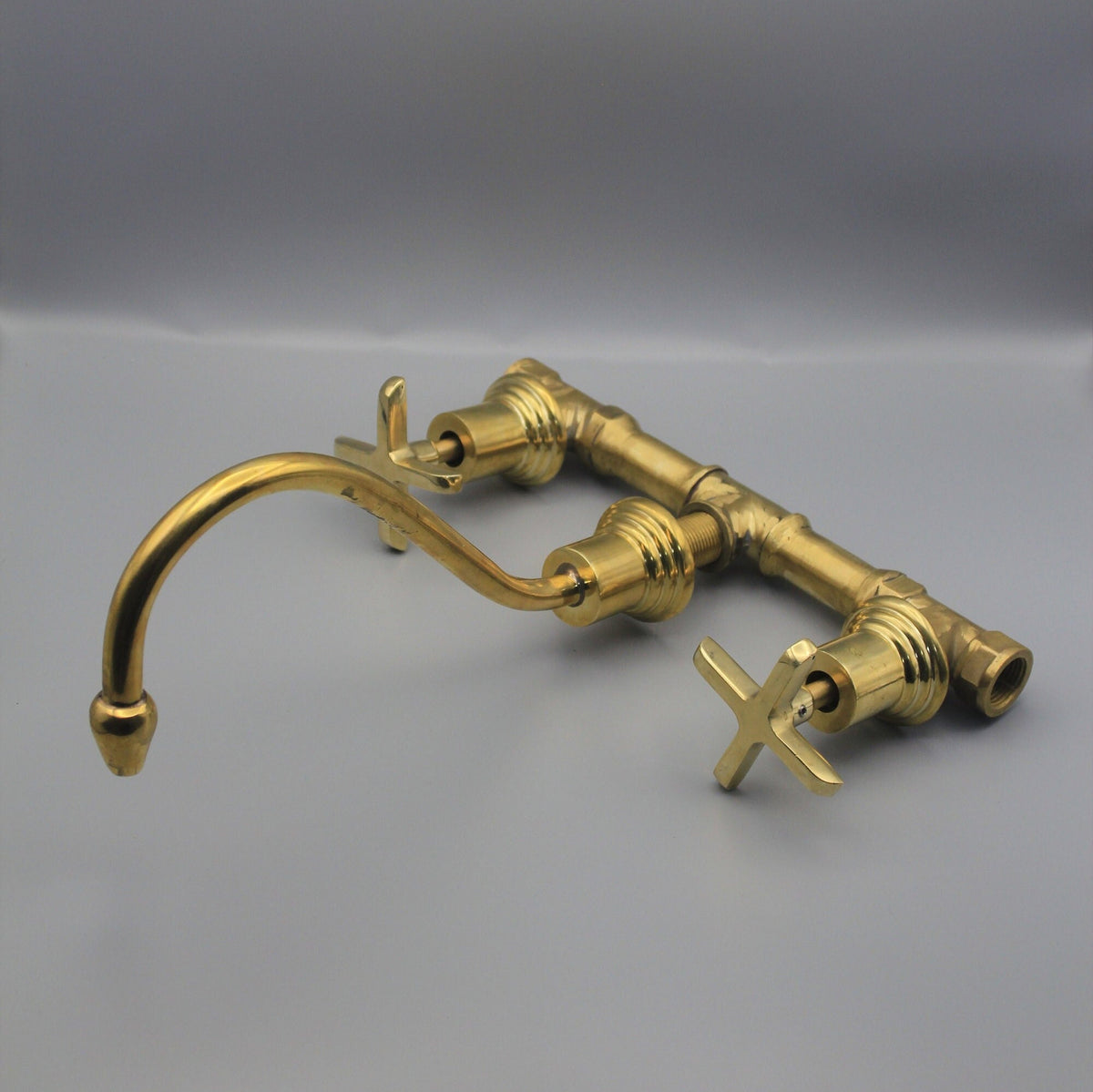 Unlacquered Brass Vintage Wall mounted bathroom faucet,Embrace the Charm of Vintage Style Faucet
