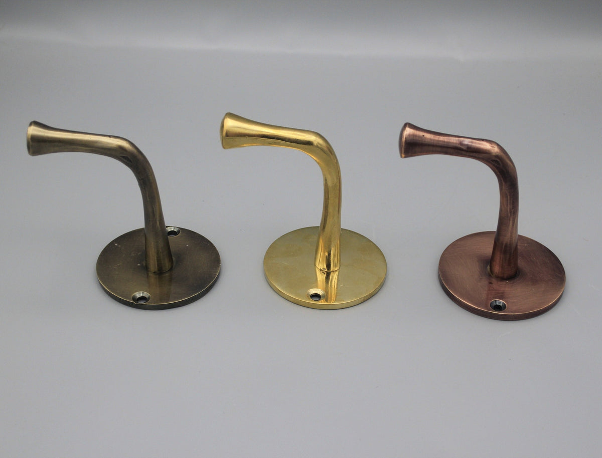 Handcrafted Unlacquered Brass Wall Hook: Decorative Towel Hook