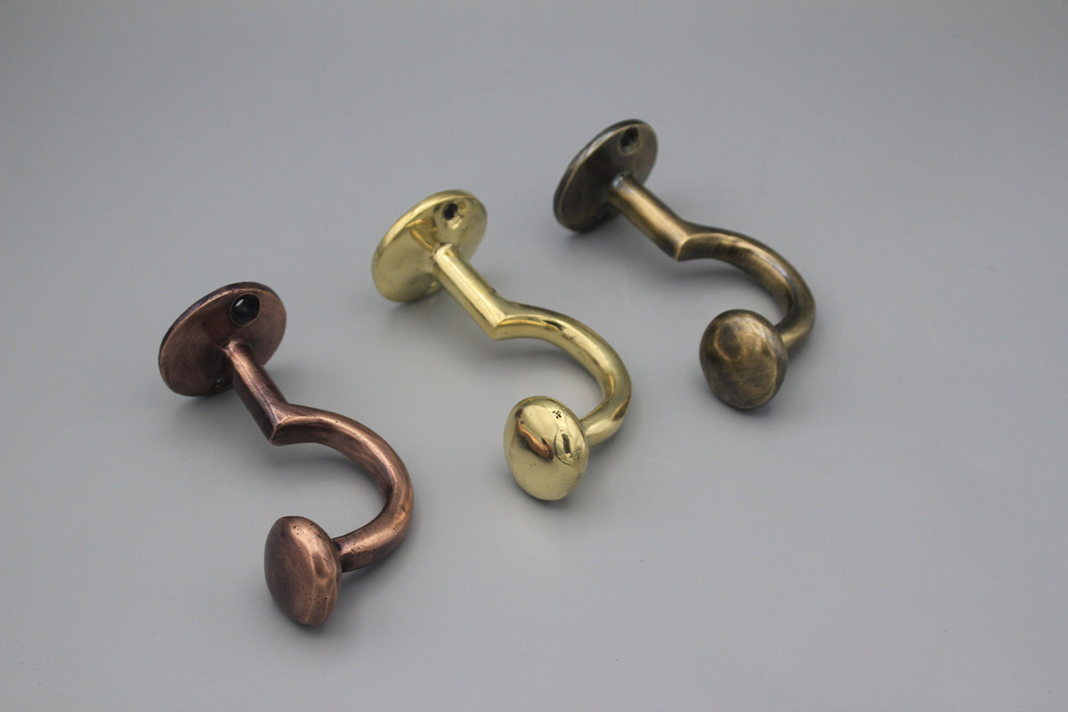 Unlacquered Solid Brass Hook: Coat & Purse Organizer