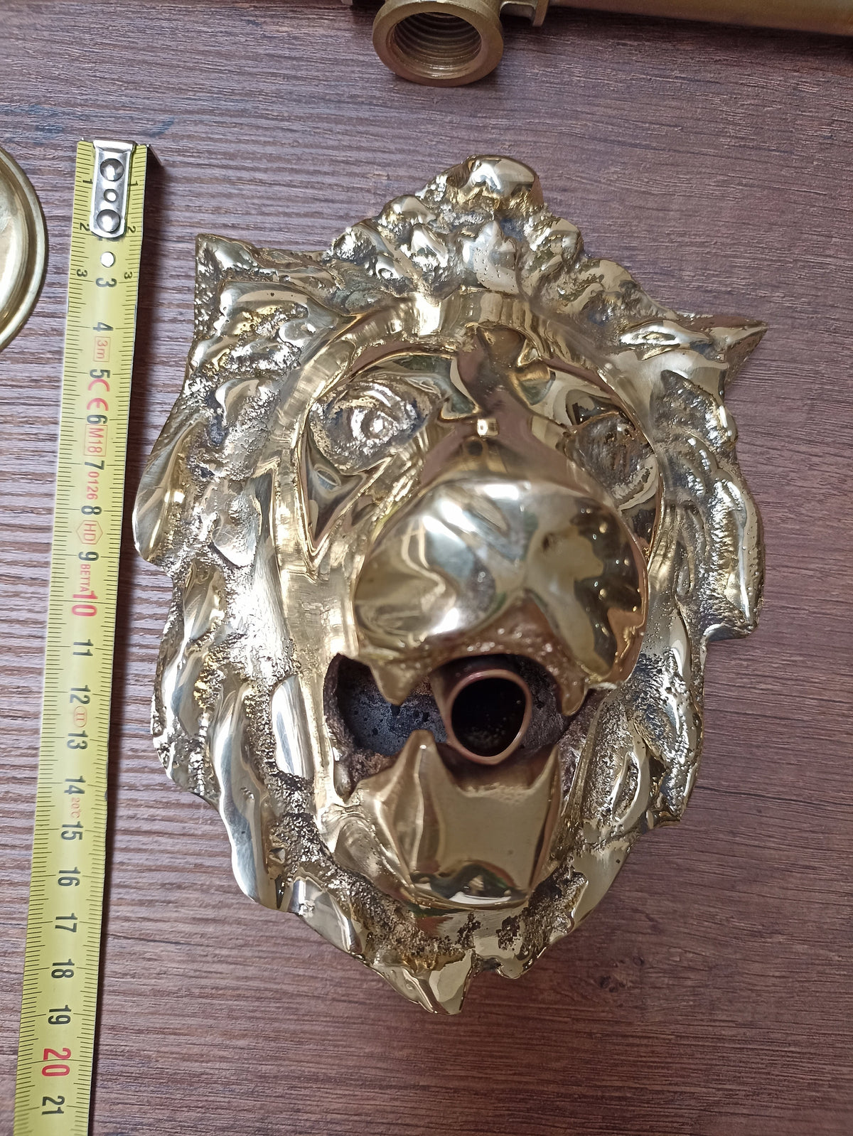 Regal Brass Lion Head Wall Mount Faucet: Garden Elegance Meets Functionality - Two Handles + Valve Included - Perfect Outdoor Water Fixture