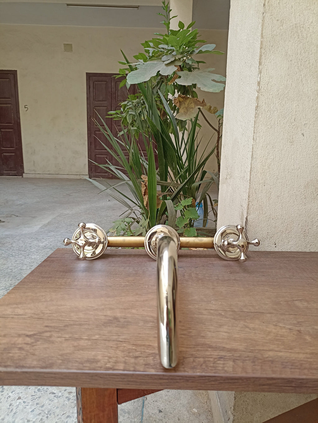Classic Silver Wall Mounted Bathroom Faucets with Hot and Cold Mixer Valve - Unlacquered Vintage Design for Kitchen and Bath