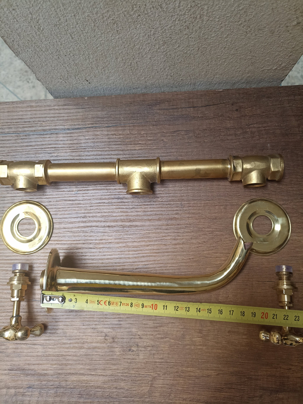 Vintage Unlacquered Brass Cross Handle Wall Mounted Vessel Faucet - Bathroom Sink Faucet - Rustic Bathroom Fixture - Antique Style Water Tap