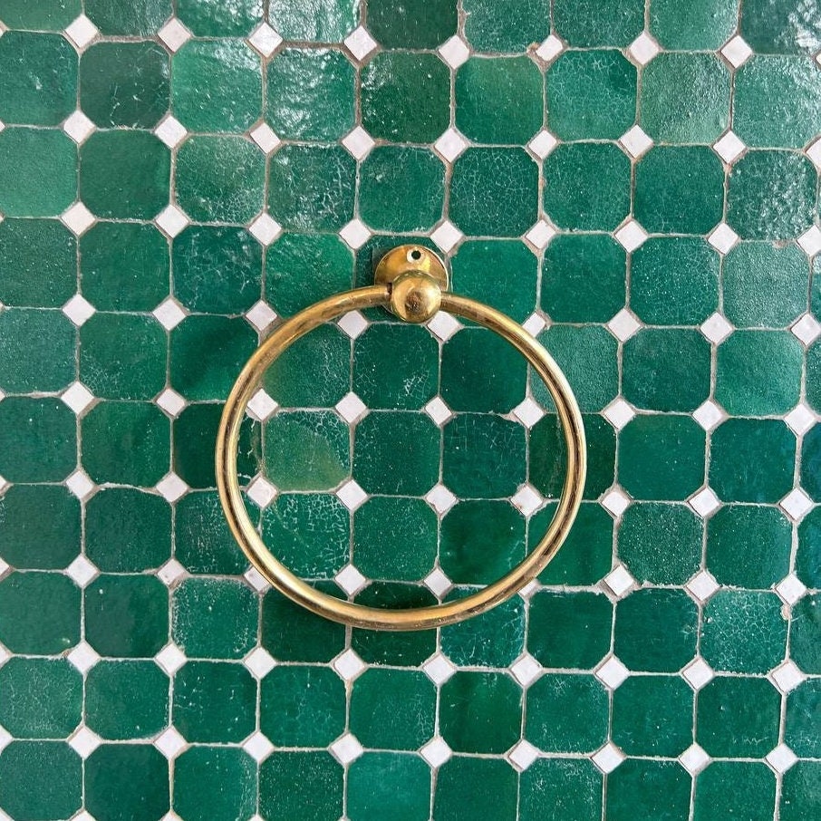 Vintage Brass Round Towel Rack - Bathroom Towel Holder