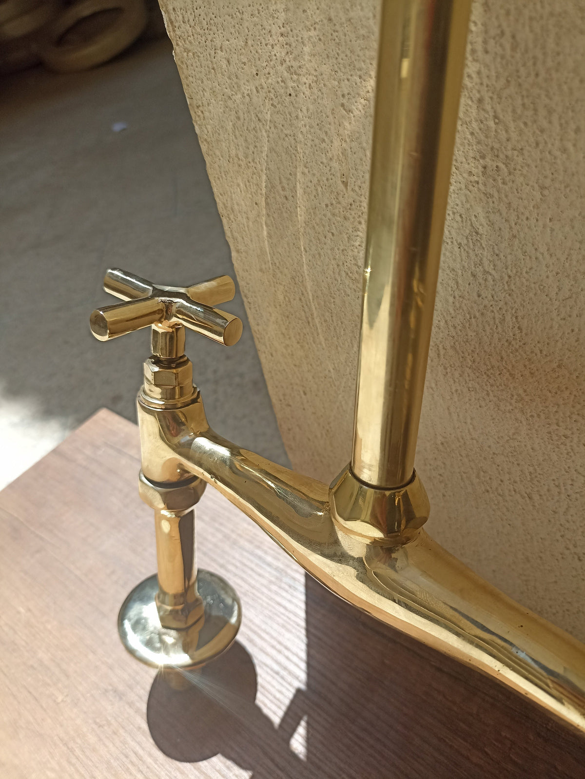 Personalizable Unlacquered Brass Bridge Kitchen Faucet - Custom Fit