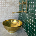 Wall Mounted Bathroom Faucet in Unlacquered Brass With long legs, Bathroom Faucets