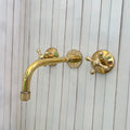 Solid Brass Wall Mount Sink Faucet: Unlacquered Vintage Style