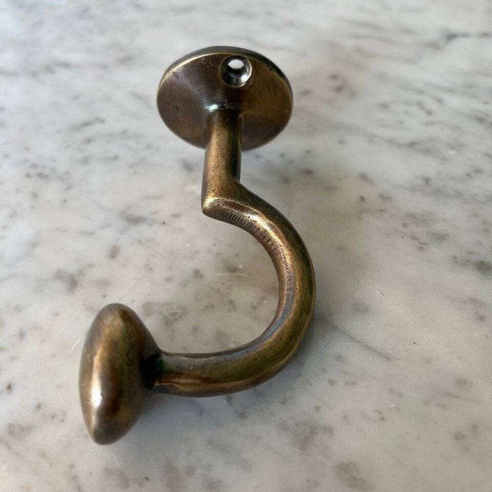 Handmade Bronze Wall Hook: Coat, Hat, and Towel Hook (4 Inch)
