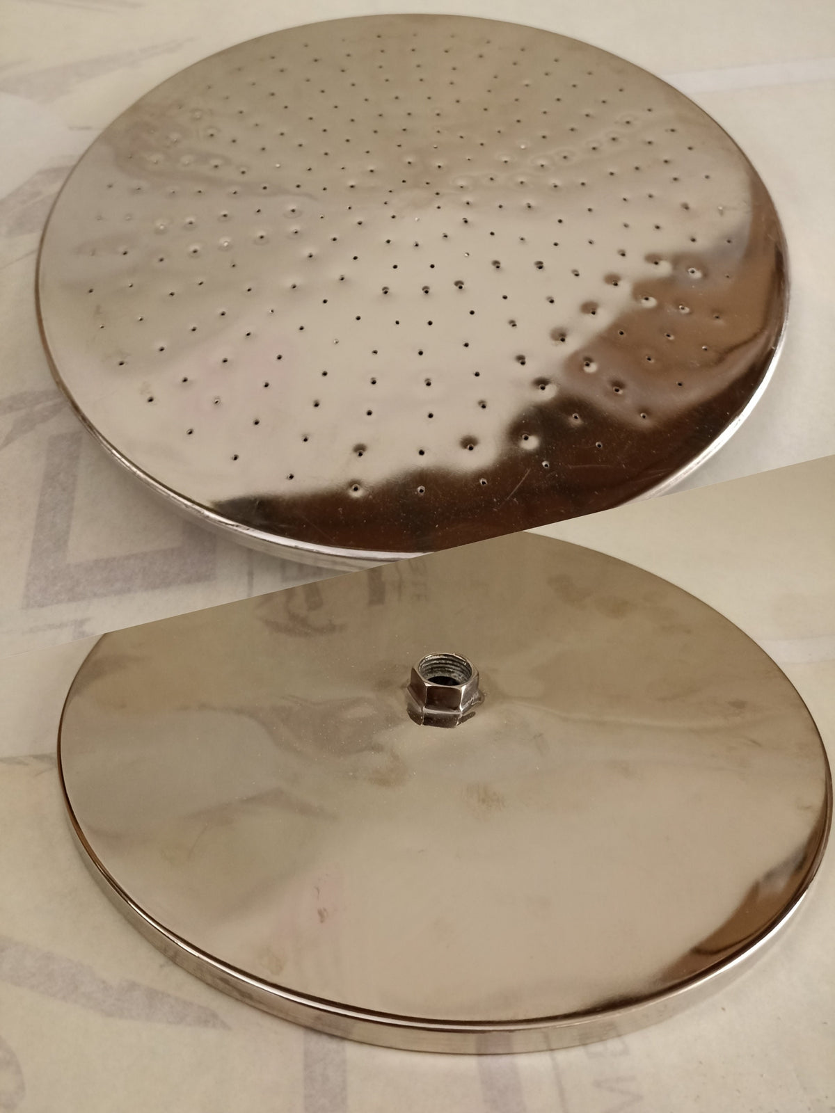 Handcrafted Uncoated Brass Round Rain Shower Head and Faucet Set
