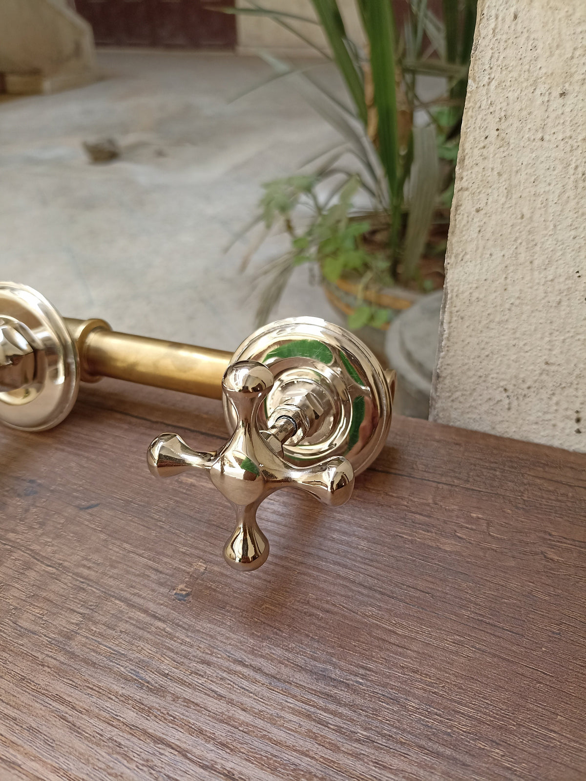Classic Silver Wall Mounted Bathroom Faucets with Hot and Cold Mixer Valve - Unlacquered Vintage Design for Kitchen and Bath