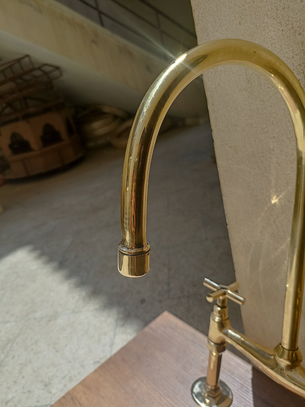 Personalizable Unlacquered Brass Bridge Kitchen Faucet - Custom Fit