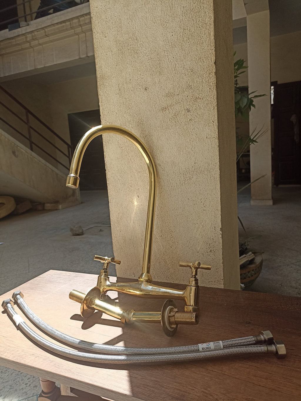 Personalizable Unlacquered Brass Bridge Kitchen Faucet - Custom Fit