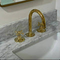 Unlacquered Solid Brass Widespread kitchen-Bathroom Faucet 3 Hole Two Handle Deck Mounted Bath Faucet