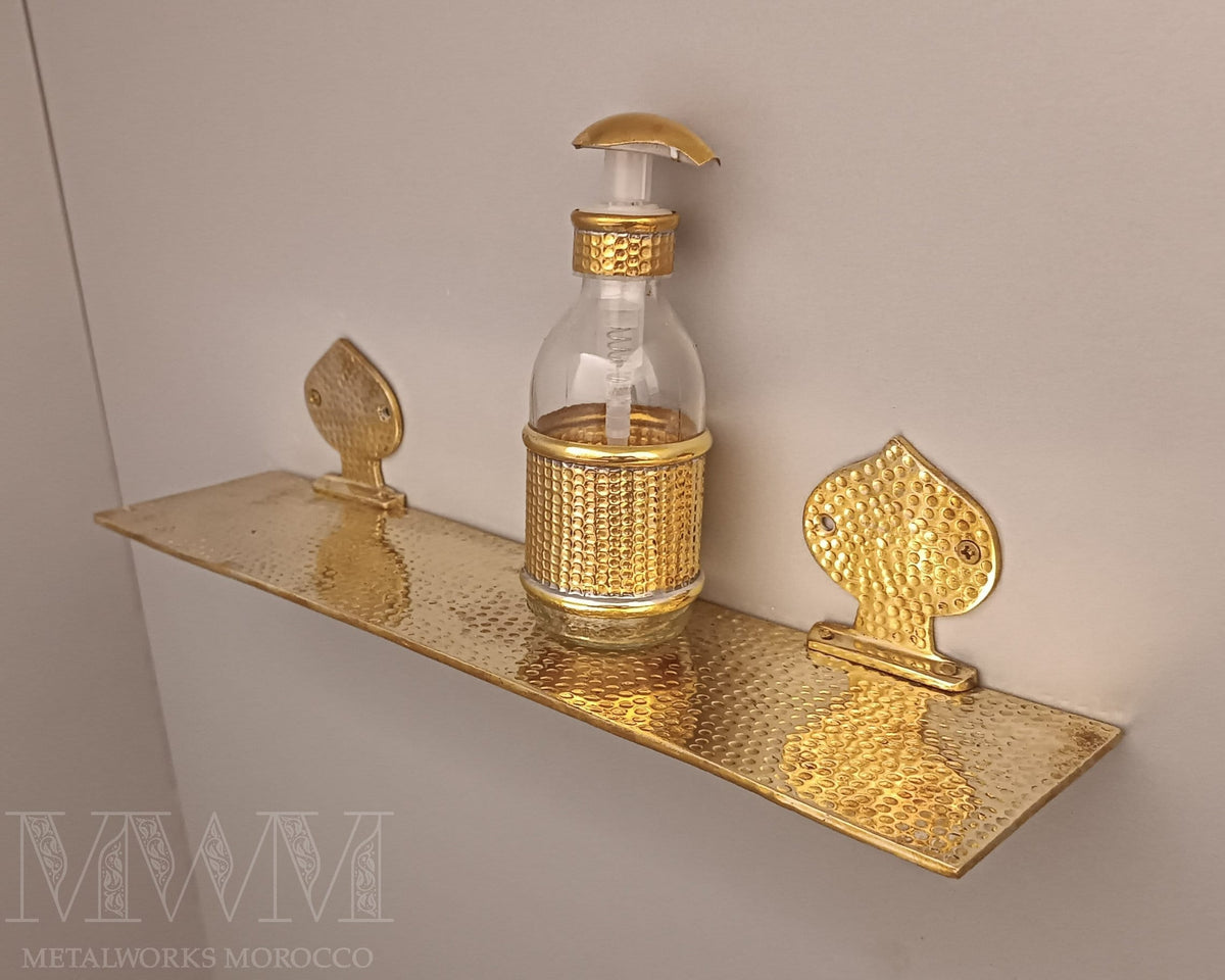 Hammered Solid Brass Wall Mount Shelf – Kitchen Or Bathroom