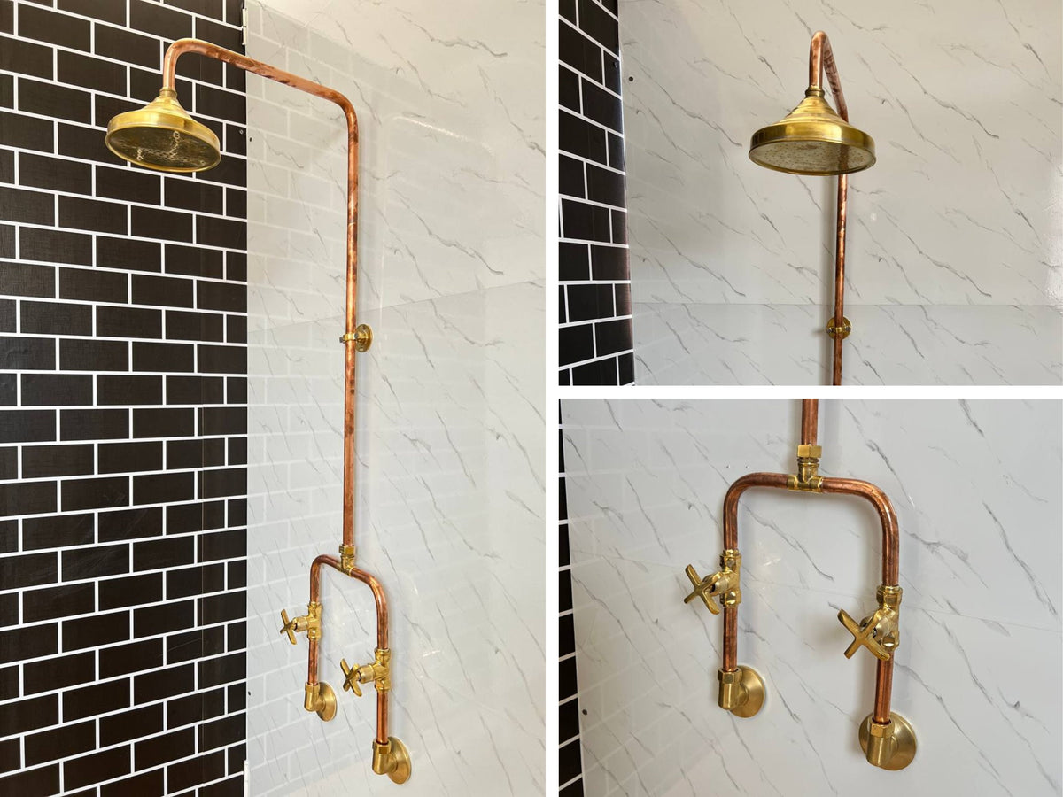 Handmade Copper Outdoor Shower: Wall Mounted Industrial Design
