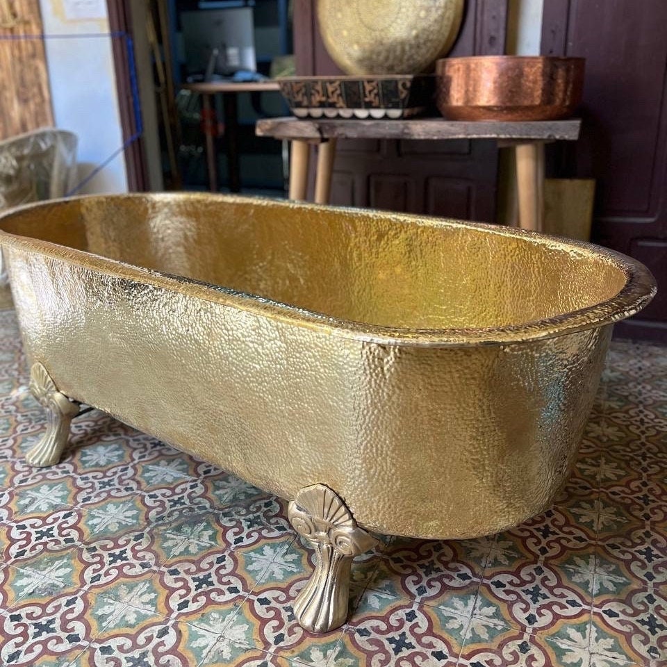 Antique Brass Bathtub, Unlacquered Brass Slipper Bath, Bathroom Tub In Solid Brass, 100% Natural Brass Handmade Bathtub