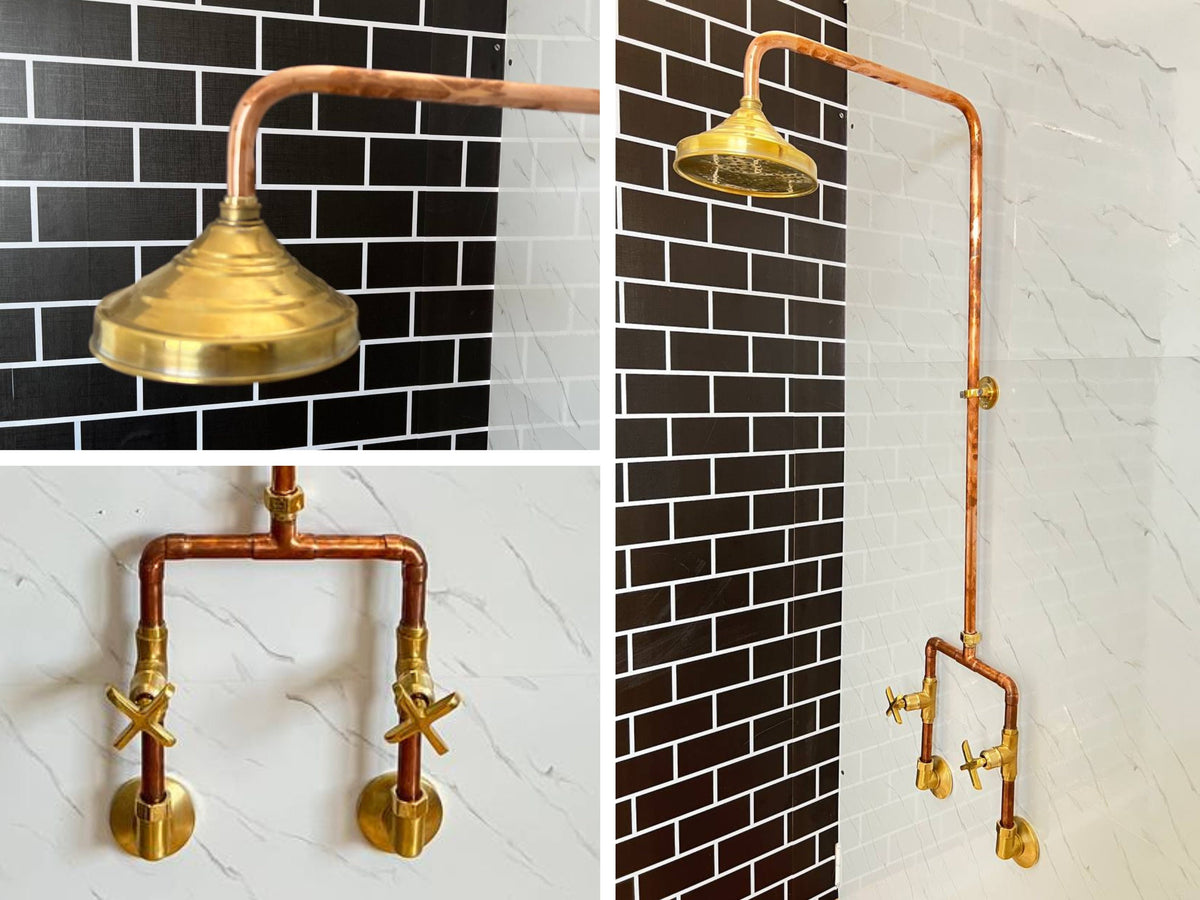 Handmade Copper Outdoor Shower: Wall Mounted Industrial Design