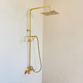 Unlacquered Brass Rainfall Shower System - Elevate Your Daily Ritual,Solid Brass Exposed shower Head with Handheld