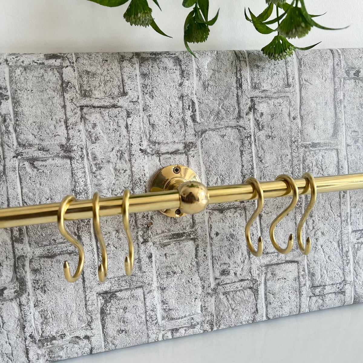 Moroccan hooks,Handmade Vintage Brass Pot Rack - Unlacquered Antique Style - Rustic Gold Wall-Mounted Kitchen Organizer
