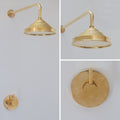 Unlacquered Solid Brass Wall Mount Shower System Combo, Built In Shower Set, Valve Included