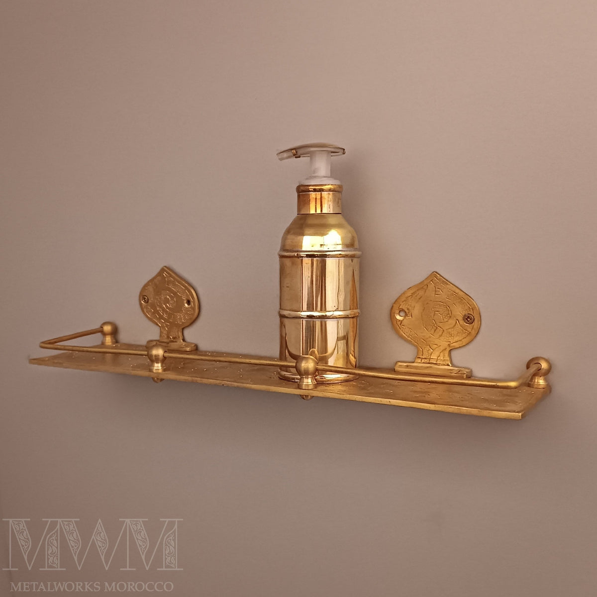 Brushed Brass Wall Mounted Shelf - Bathroom Rack