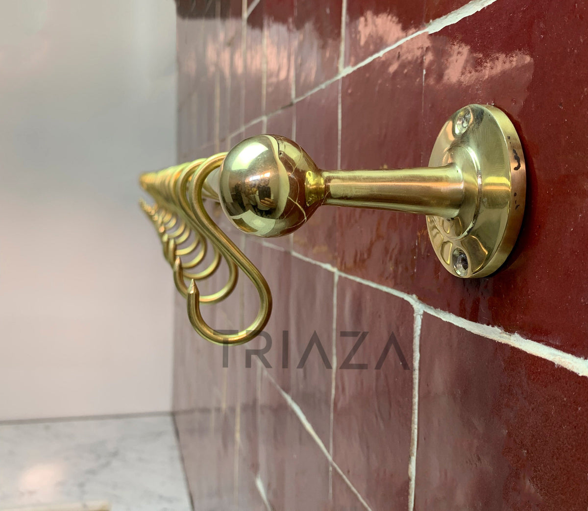 Unlacquered Solid brass hanging pot and pan, kitchen Rail, Hanging hook, Hanging Rack, hanging Pot, Pot racks, hanging r