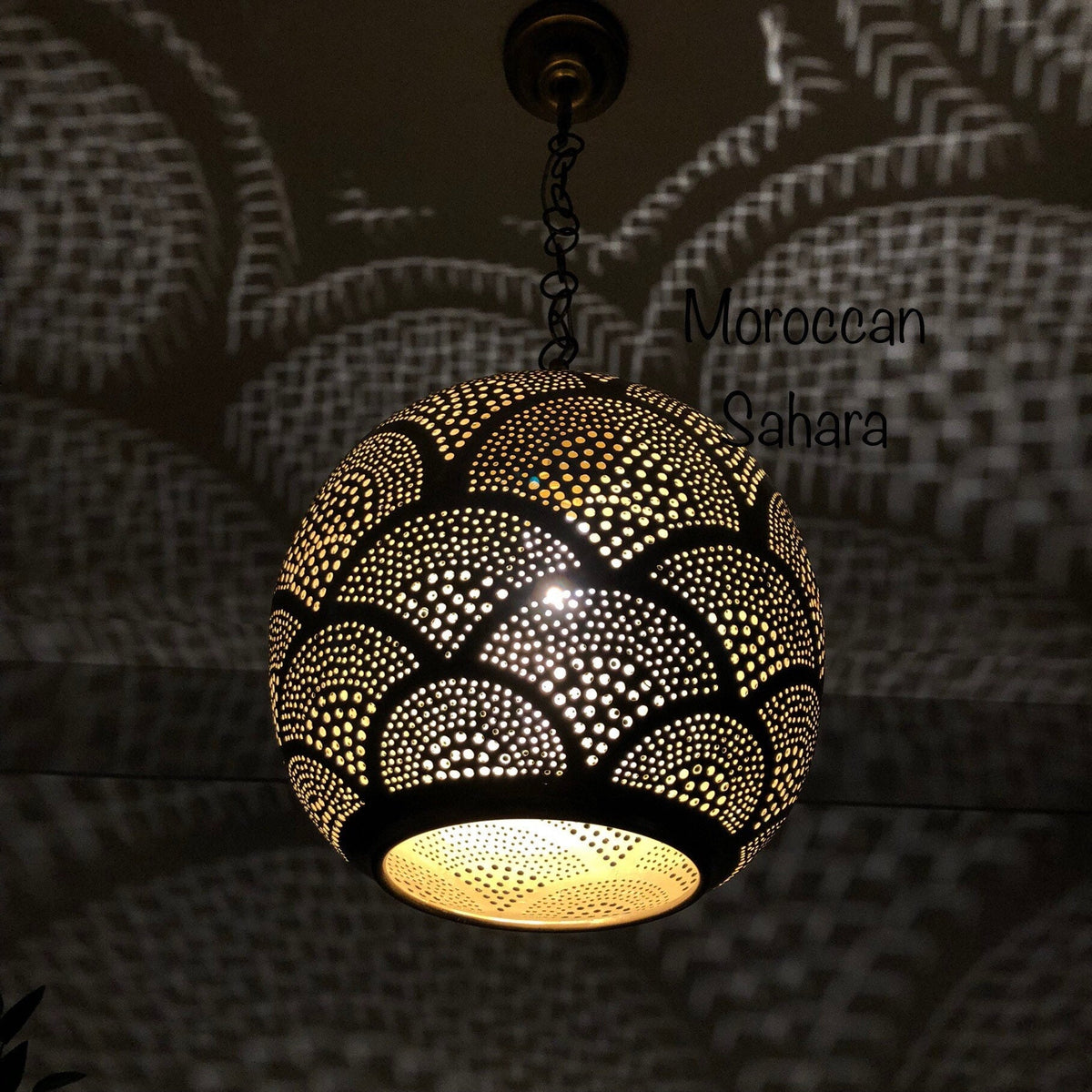 Handmade Brass Moroccan Pendant Light: Open Bottom Chandelier