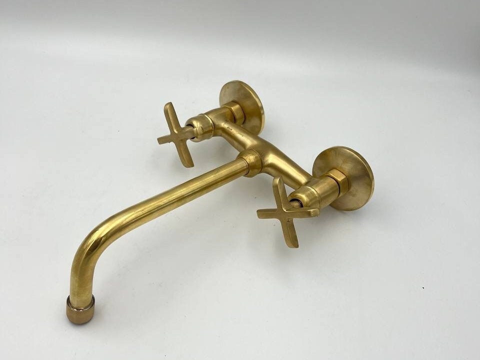 Unlacquered Solid Brass Wall-Mounted Bathroom Faucet