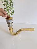 Solid Brass S-Trap: Unlacquered Sink Bottle Trap with Pop-Up Drain