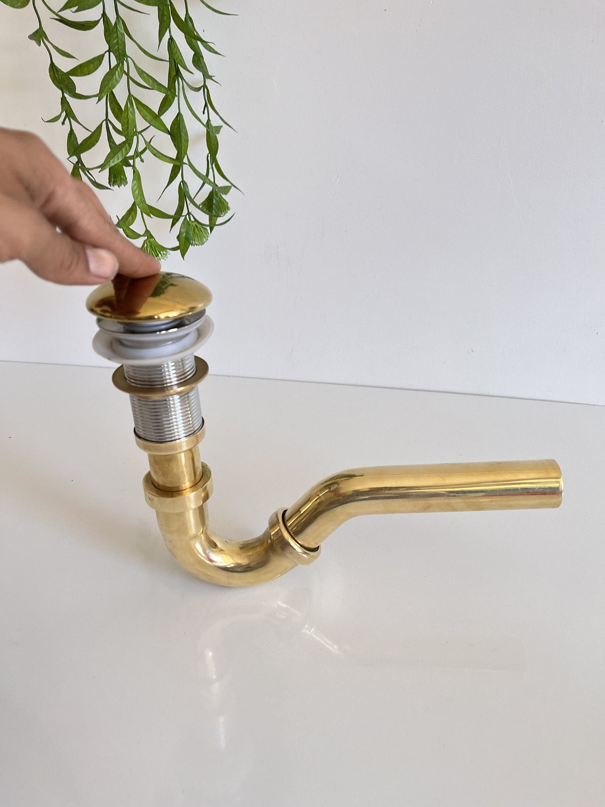 Solid Brass S-Trap: Unlacquered Sink Bottle Trap with Pop-Up Drain