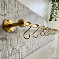 Handmade Vintage Brass Pot Rack - Unlacquered Antique Style - Rustic Gold Wall-Mounted Kitchen Organizer