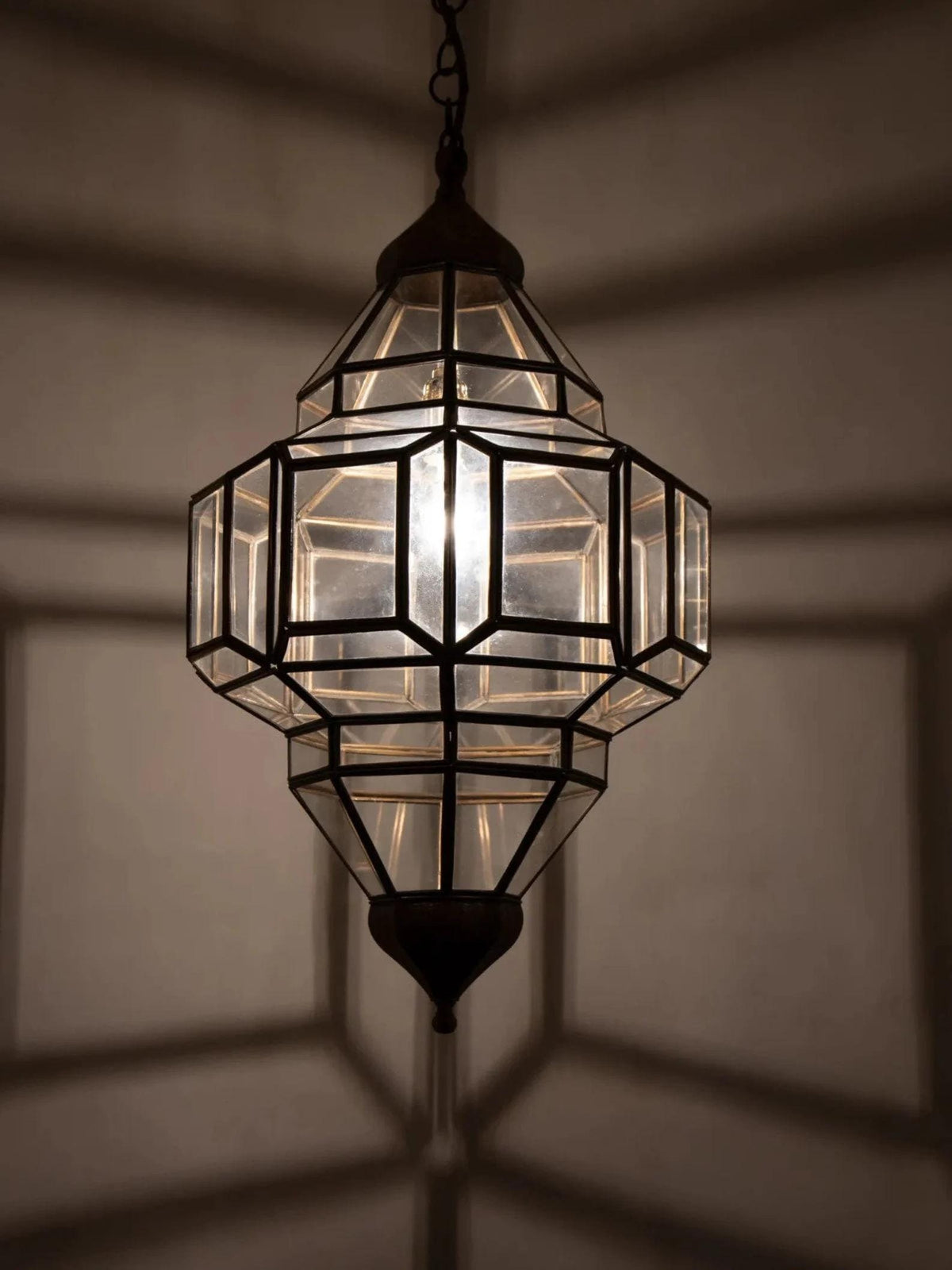 Glass light, Moroccan lighting style Elegance Filigrain suspension light, brass handmade moroccan pendant light