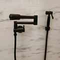 Black Kitchen Faucet Wall Mounted With Sprayer