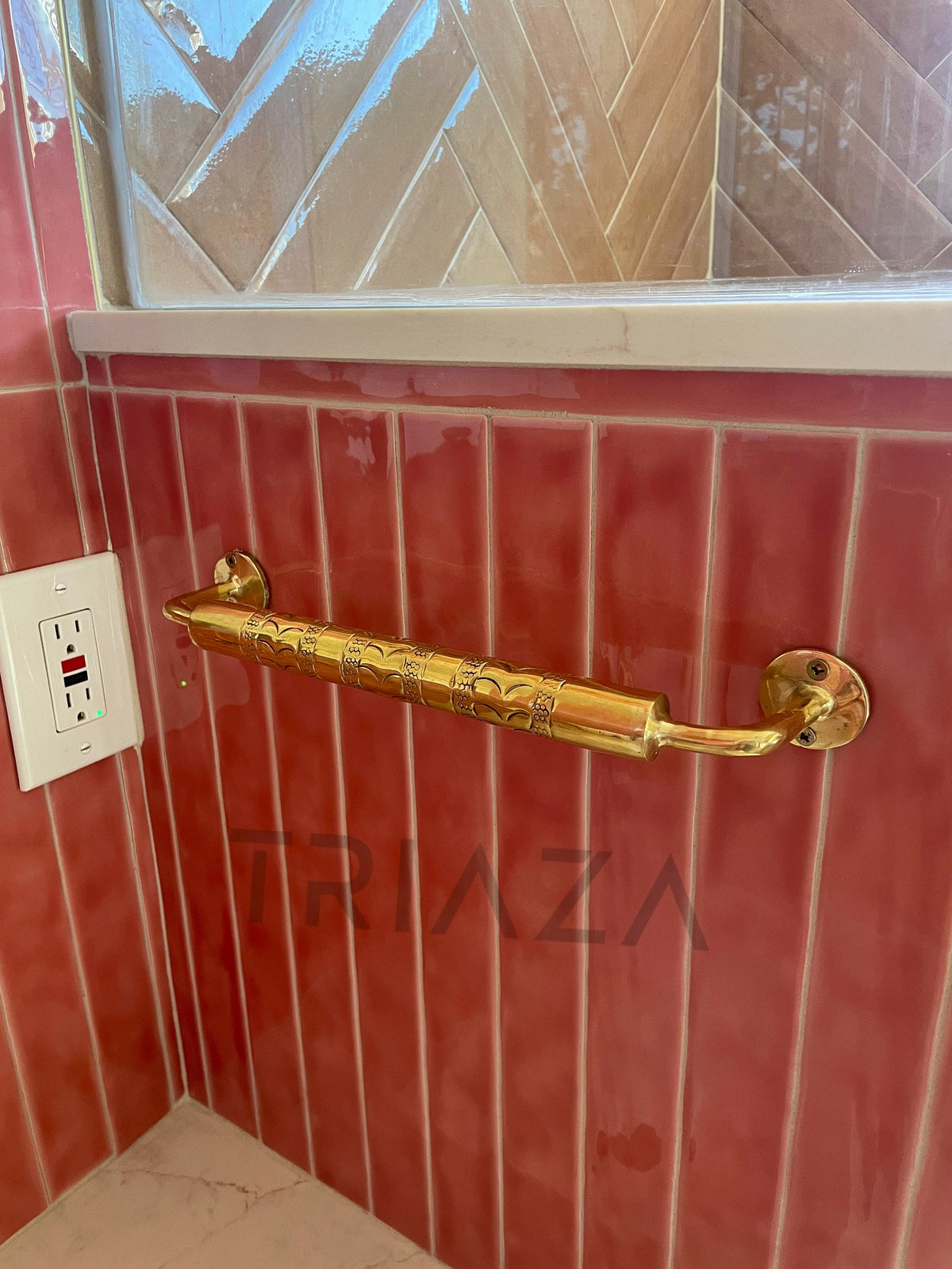 Unlacquered Solid Brass Hanging Towel Rail