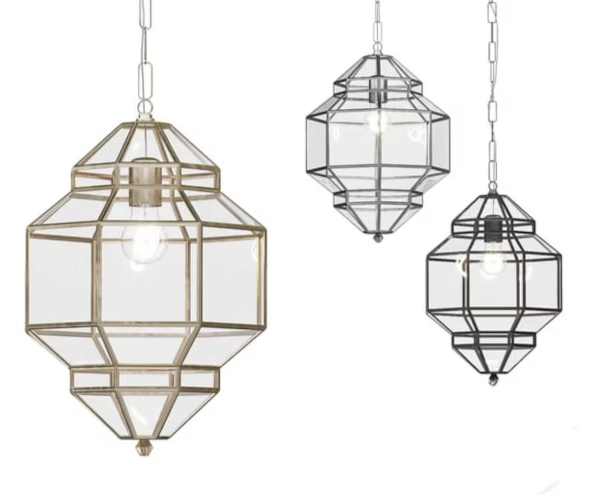 Handmade Brass Moroccan Pendant Light: Milky Glass Hanging Light