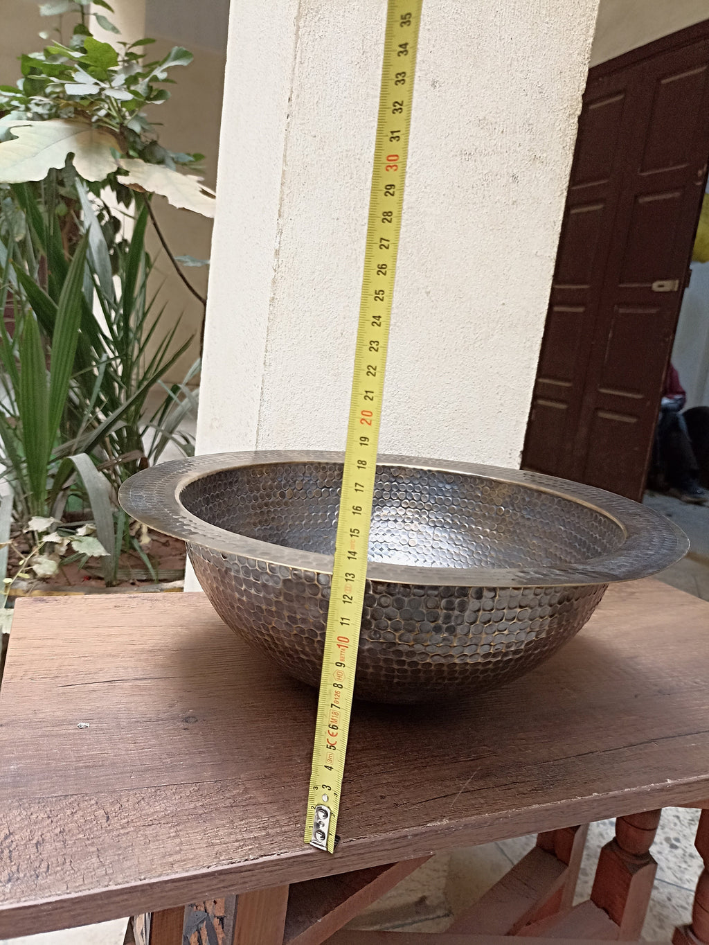 Artisanal Handmade Brass Vessel Sink - Round Bronze Finish - Hammered Mid Century Design - Custom Bathroom Sink