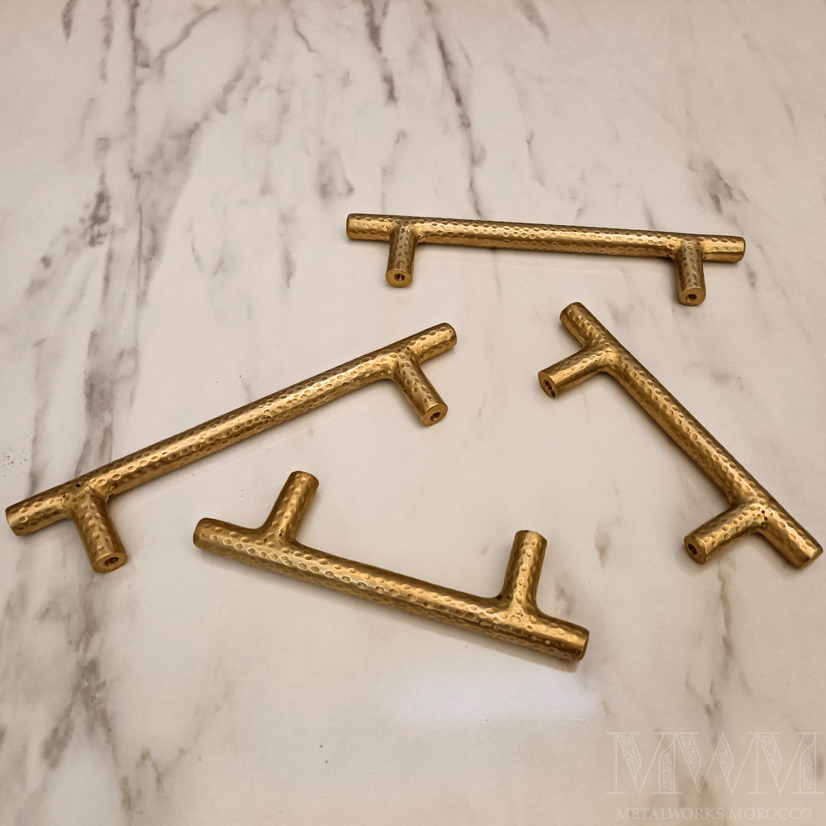 Hammered Solid Brass Bar Pull Handles For Drawers And Cabinets