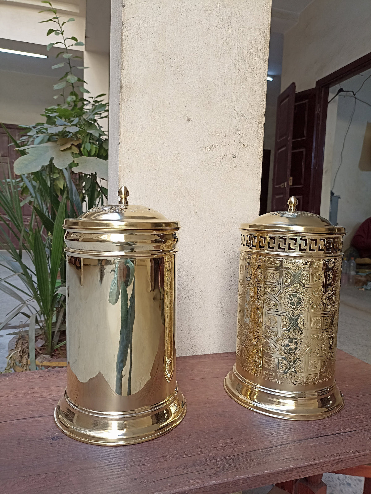Elegant Moroccan Brass Bathroom Storage Basket & Engraved Waste Paper Bin - Exquisite Brass Decor for Your Bathroom - Unique Accessories