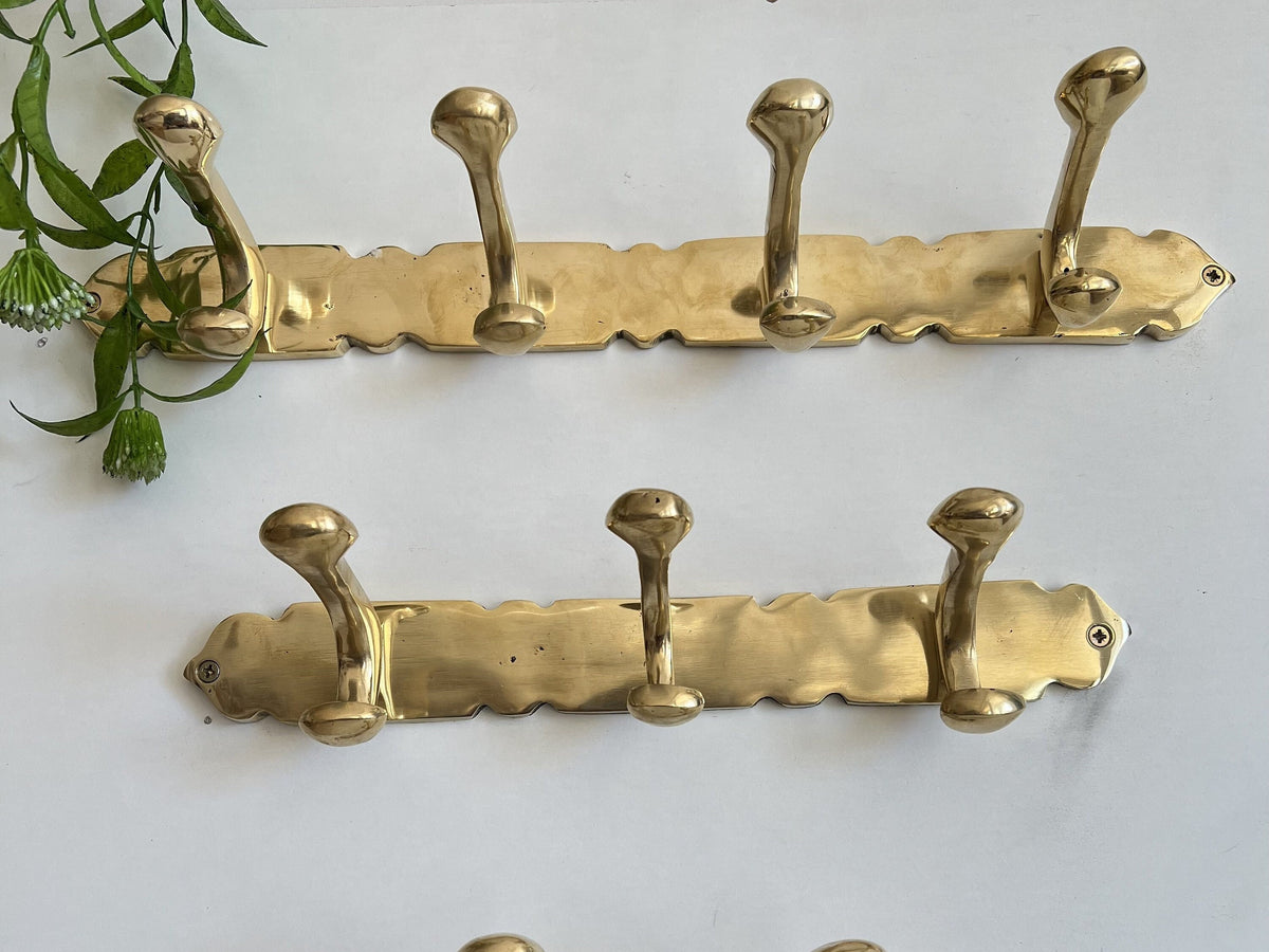 Moroccan hooks - Coat Hanger Wall Mount,Wall Mount Brass Coat Rack - Brass Solid Coat Hanger With Hooks - Clothes Hooks 