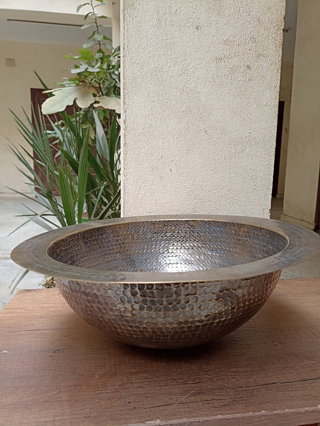 Artisanal Handmade Brass Vessel Sink - Round Bronze Finish - Hammered Mid Century Design - Custom Bathroom Sink