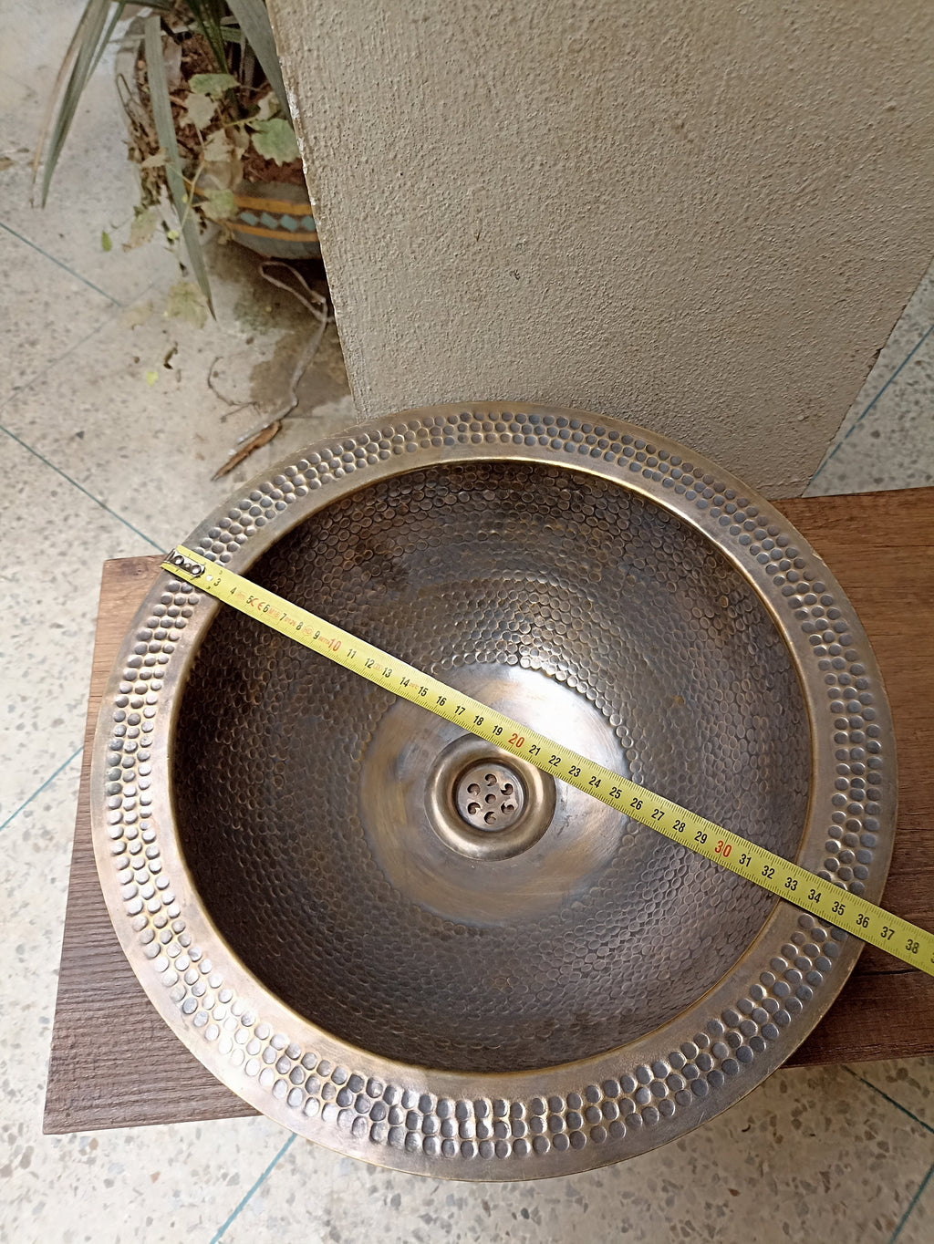 Artisanal Handmade Brass Vessel Sink - Round Bronze Finish - Hammered Mid Century Design - Custom Bathroom Sink