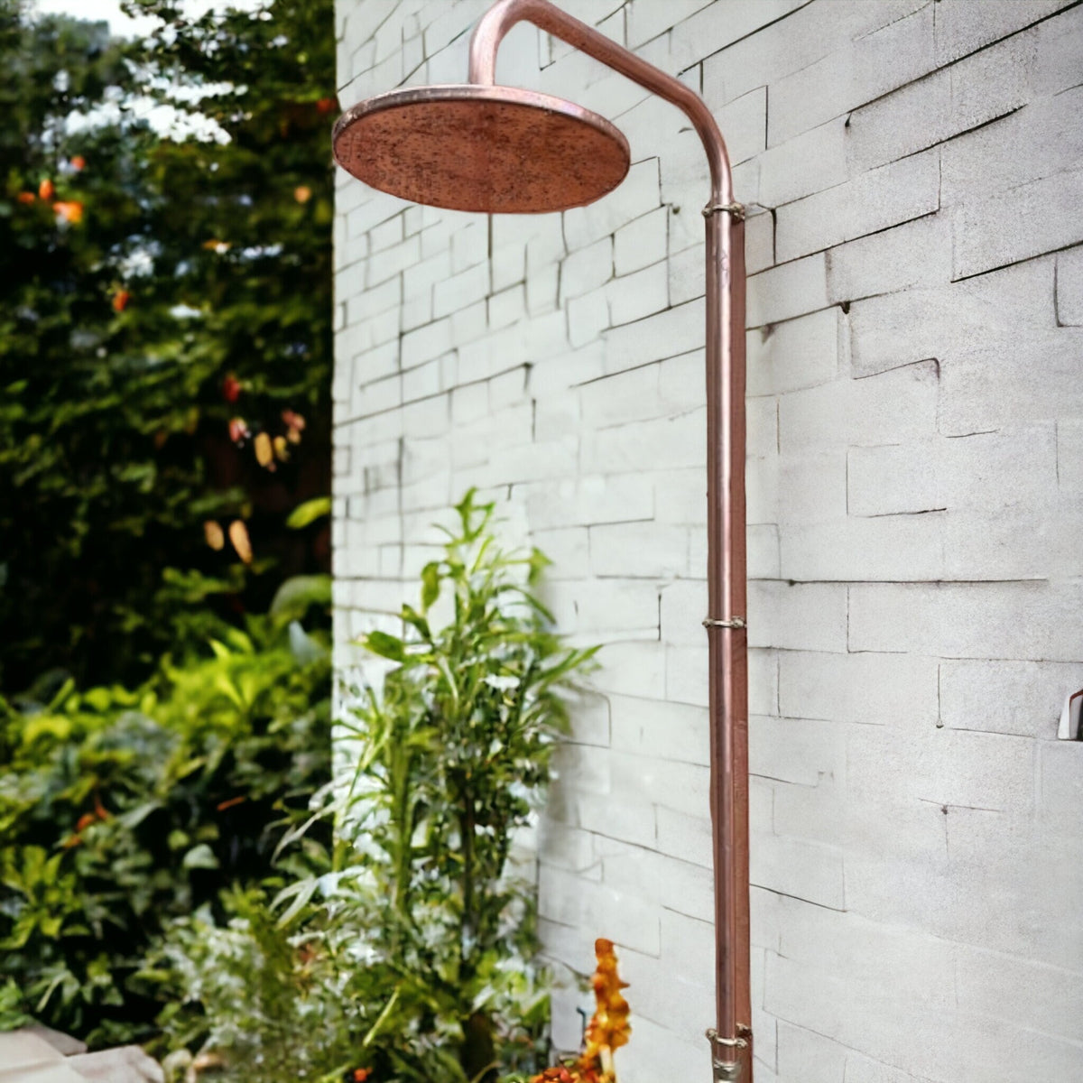 Unlacquered Solid Copper Rainfall Shower Head, Outdoor Shower