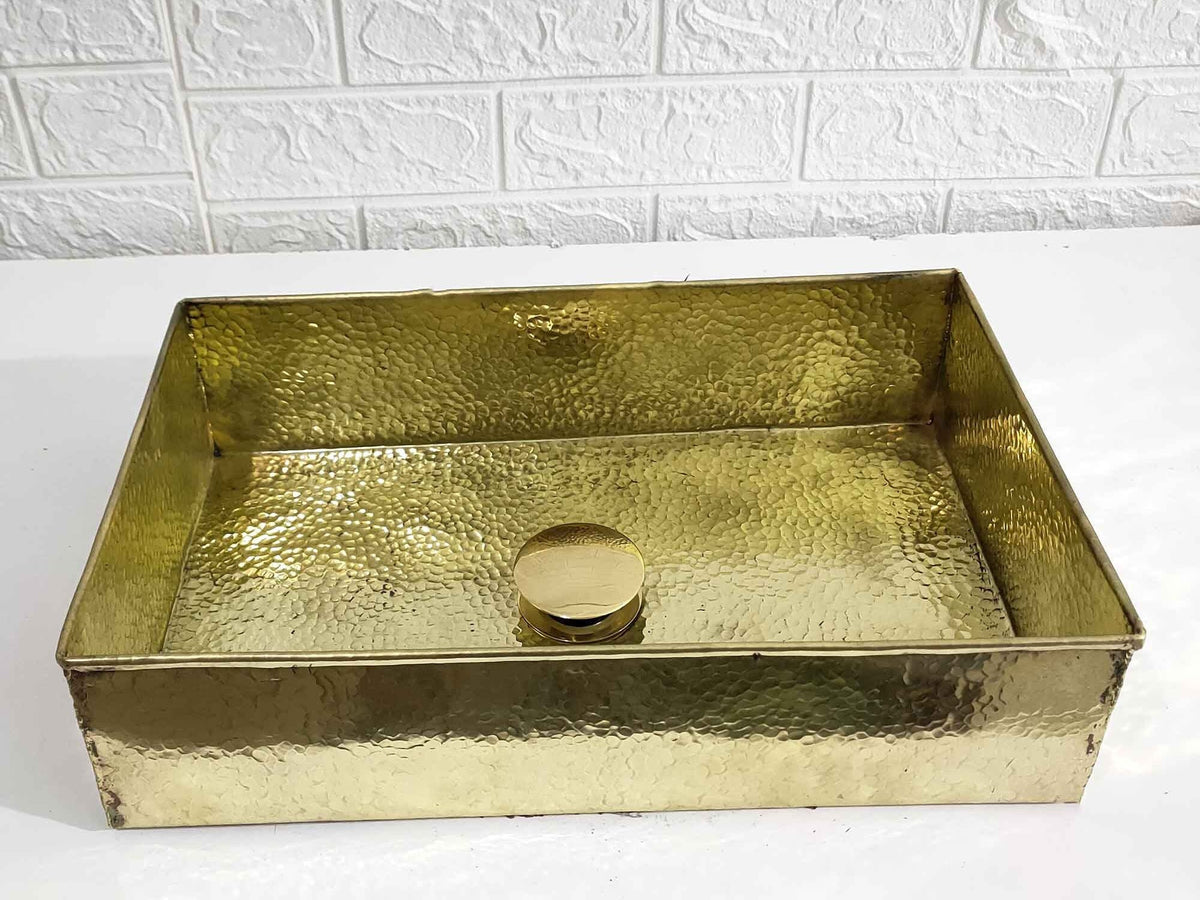 Solid Brass Basin Sink, Hammered Vessel Sink, Moroccan Bathroom Handmade Sink