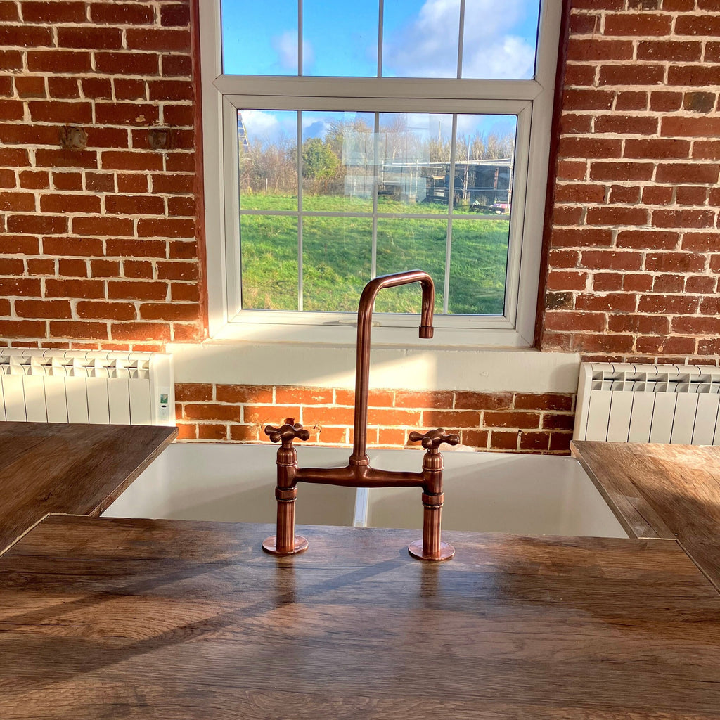 Solid Copper Bridge Kitchen Faucet
