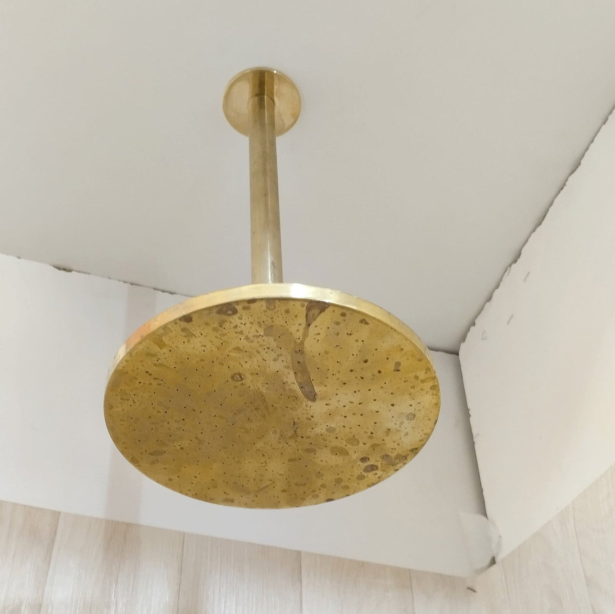 Unlacquered brass shower head with ceiling mounted arm, Outdoor and Indoor showerhead, Moroccan Handmade
