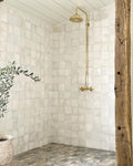 Unlacquered Brass Rainfall Shower System - Elevate Your Daily Ritual,Solid Brass Exposed shower Head with Handheld