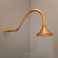 Curved Copper Wall mounted Shower Arm With Rain Shower Head